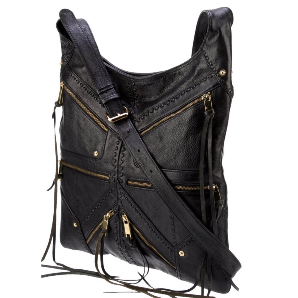 NWT-Rebecca Minkoff Women's Black Love Letters Tri Zip Bag - Picture 3 of 5